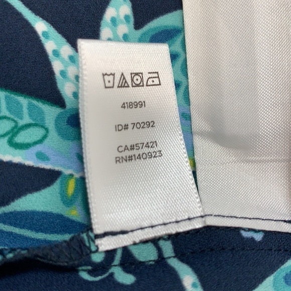 Ann Taylor LOFT Peacock Print Long Sleeve Blouse, Navy Blue/Teal Sz XS, NWT - Picture 8 of 9